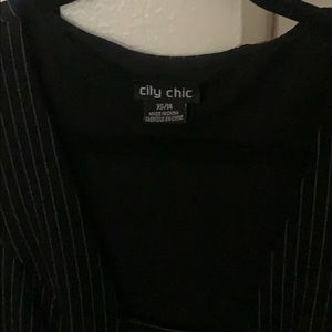 Black w white pinstripes wiggle dress